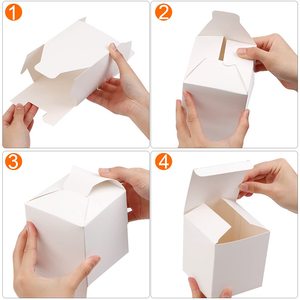 Cajas de Regalo Cuadradas de Papel Kraft Blanco Fáciles de Armar de 10x10x10 cm con Tapas <span class=keywords><strong>para</strong></span> Fiestas, Bodas, Cumpleaños - Product Image 4