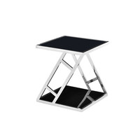 Ensemble de table basse 3 pièces en verre trempé noir nouveau design pour salon moderne