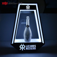 TERMEIN Présentoir Lumineux LED en Acrylique pour Bouteille de Champagne, Support Géométrique pour Bar, Fête, Mariage, Présentoir à Vin, Glorificateur de Bouteille