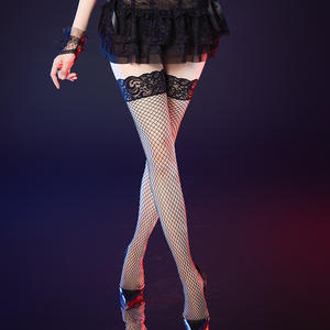 Bas <span class=keywords><strong>de</strong></span> cuisse sexy <span class=keywords><strong>pour</strong></span> femmes, transparents, respirants, en résille tricotée, antidérapants, avec bordure en dentelle - Product Image 2