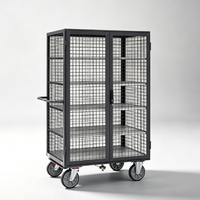 Chariot de sécurité en maille dissipative ESD 750 kg, 5 niveaux avec frein central pour atelier électronique