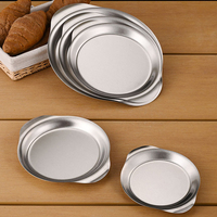 Assiette de service ronde en acier inoxydable de haute qualité, plateau à double anse doré pour cuisine, assiette à condiments, plateau de service pour fondue