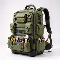 Sac à dos pour outils d'électriciens, résistant, imperméable 1680D, 45L, 36 compartiments, léger, durable, multi-poches, dos rembourré confortable