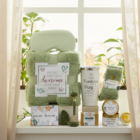 Coffret cadeau de relaxation vert de luxe pour hommes - Cadeau réfléchi pour la fête des pères, un anniversaire, un anniversaire de mariage avec couverture, gobelet isotherme, rouleau de massage