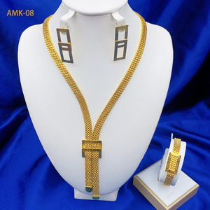 Set <span class=keywords><strong>di</strong></span> Gioielli <span class=keywords><strong>di</strong></span> Lusso Placcati in Oro in Stile Dubai/Medio Orientale (Collana, Orecchini e Bracciale da Sposa Indiani) - Product Image 6