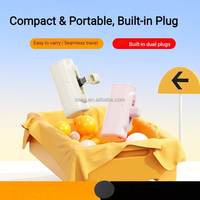 Ensemble de batterie externe 3-en-1 avec logo personnalisé, mini prise de charge rapide 5000 mAh, support de téléphone à affichage numérique et câble intégré double tête