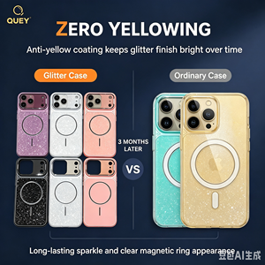 Funda Magnética con Soporte y Brillo para <span class=keywords><strong>iPhone</strong></span> 17 Pro Max, Marco de Lente Electrochapado, Carga Inalámbrica, Cubierta Protectora, Venta al por Mayor - Product Image 2