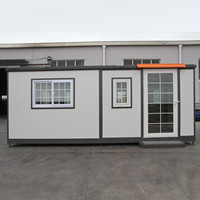 Maison conteneur préfabriquée extensible de 20 pieds, 2-3 chambres, maison mobile pliable, petit logement, salon, usage supermarché, style Mid-Century