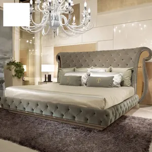 Kf Casa Wholesale King Size Bedroom Furniture Latest Double Bed Large Tufted Headboard Design Furniture Leather Sleeping Bed