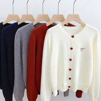 Cardigan en tricot brodé à col rond et nœud, manches longues, style coréen décontracté pour femme, pull d'intérieur automne-hiver