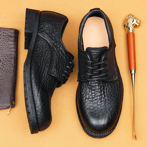 High-quality luxurious leather <b>shoes</b>, genuine wild cowhide, handmade for business use, thick-soled men's <b>shoes</b> - Product Image 4