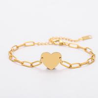 Bracelet chaîne trombone en acier inoxydable Ywyougang avec breloque cœur, personnalisable par gravure, multicolore pour femmes et cadeaux