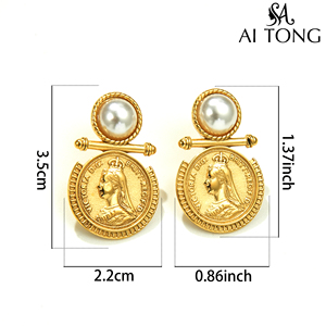 ชุดสร้อยคอและต่างหูสแตนเลสสตีล 18K แบบกันน้ำ ลายสมอเรือวินเทจแบบใหม่ สไตล์ฝรั่งเศส แบบซ้อนได้ เหมาะสำหรับใส่ในโอกาสทางธุรกิจ - Product Image 5
