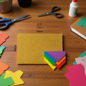 Foglio di Schiuma EVA Ilan con Glitter Dorato 60x40cm, Materiale per Artigianato - Product Image 3