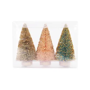 Doğal kenevir ipek çam noel ağacı masa üstü renkli Mini noel ağacı noel dekorasyon için Sisal ağacı süsleme