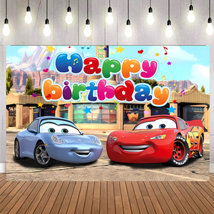 Personnage de dessin animé bannière toile de fond voiture de course thème toile de fond pour garçons décorations de fête d'<span class=keywords><strong>anniversaire</strong></span> <span class=keywords><strong>joyeux</strong></span> - Product Image 3