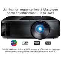 Projecteur HaoMingOptoma HD146X Full HD 1080P pour films et jeux, Full 3D, lumineux, 3600 lumens, DLP, mode de jeu amélioré, vidéo