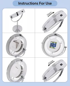 <strong>Double</strong> <strong>Sides</strong> Magnifying Round Metal Frame <strong>Beauty</strong> Light LED Cosmetic <strong>Mirror</strong> for Makeup - Product Image 4