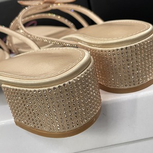 Elegant Rhinestone Flower Heeled Sandals Open Toe on Mules for Women Sexy <b>Block</b> Heel Sandals - Product Image 2