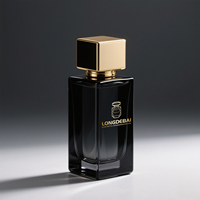 Flacon de parfum pour homme personnalisé, de luxe, carré, vide, 30 ml, 50 ml, 100 ml, en verre noir avec bouchon et boîte dorés