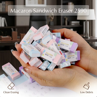 Gommes à effacer colorées en forme de macaron, formule à faible résidu, les miettes forment des bandes au lieu de se disperser, le bureau reste propre