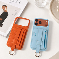 Coque de téléphone motif litchi pour iPhone 18 Pro Max avec dragonne et porte-cartes, compatible avec les coques de téléphone iPhone 17, 16, 15, 14