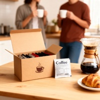 Emballage en sachet plat en aluminium pour sachets de café instantané, imprimé en gravure, résistant à l'humidité, respectueux de l'environnement, personnalisable