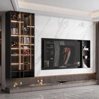 Centre de divertissement moderne LED en métal blanc pour hall d'hôtel, en pierre frittée, style scandinave