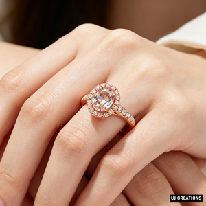 10K Rose Gold Morganite Engagement <b>Ring</b> Oval Cut Pave Setting Diamond Accents Women's Romantic Fine Jewelry - Product Image 3