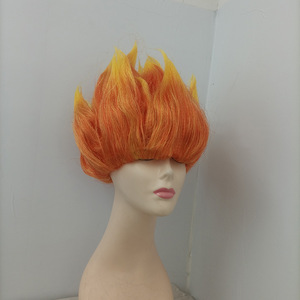 Perruque Saiyan <span class=keywords><strong>Dragon</strong></span> <span class=keywords><strong>Ball</strong></span> multicolore orange-jaune sans lacets, style euro-américain, en soie domestique, pour adulte, cosplay anime - Product Image 3