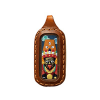 FYC Thangka04 #   Pendentif portable en cuir rétro Tsatsa Thangka peint à la main de haute qualité, représentant les huit principaux protecteurs du zodiaque