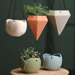P234 vente en gros de pots en céramique respirants de style nordique absorbant l'eau jardinières suspendues en terre cuite non émaillée - Product Image 1