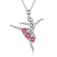 Collier pendentif ballerine en argent sterling 925 avec cristal autrichien, bijou danseuse de ballet, cadeau, vente en gros