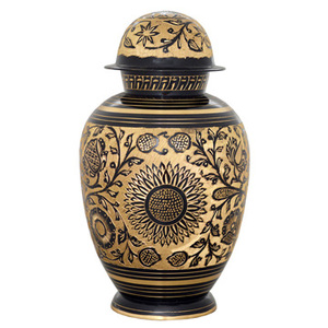 Brass Black Enameled and Hand Engraved Urns - CRU-1057 - Product Image 1