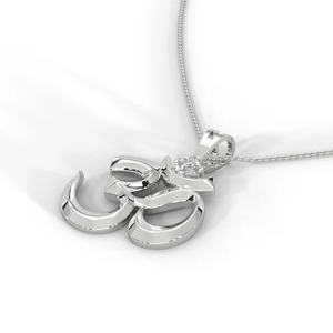 Pendentif pour enfant en argent sterling plaqué or 18 carats, symbole Om sacré, élégant ovale en zircon, inspiré du Dieu Shiva - Product Image 3