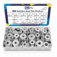 304 Stainless Steel Flat Washers Assortment M3-M12 Sizes Glossy Finish Metric Bolts & Screws Kit