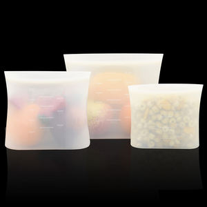 Bolsa de almacenamiento de alimentos de silicona sin BPA reutilizable a prueba de fugas, bolsa de aperitivos para sándwich seguro para horno microondas para preparación de comidas, cereales, frutas - Product Image 1
