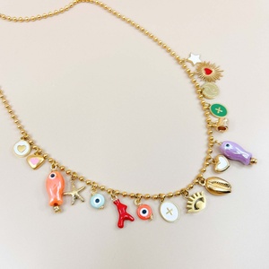 Nuevo Collar Bohemio de Moda Europea y Americana con Colgante de Concha y Cadena de Boca Suelta DIY, Chapado al Vacío en Oro 18K y Acero Inoxidable - Product Image 1