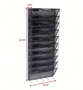 10-Tier Wall Mounted Hanging File Organizer Magazine Rack Metal <b>Mesh</b> Wall File Holder Organizer - Product Image 2