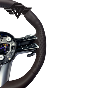 Volant en cuir véritable de haute qualité, marron, pour Mercedes Benz 223 809 C63 <span class=keywords><strong>E63</strong></span> <span class=keywords><strong>S</strong></span> Classe C W205 W213, style classique - Product Image 3