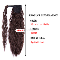 AliLeader Extensions de Cheveux Queue de Cheval Synthétiques Ondulées Bouclées Crépues de 22 Pouces, Style Maïs avec Enveloppement