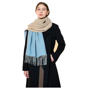 Amazon Popular Long Women's Winter Scarf Double-Sided Two-Color Thickened Solid Cashmere Imitation for Spring Trade Order