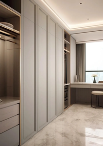Muebles de dormitorio principal hechos a medida, lujo estilo Japandi, vestidor personalizado, armario empotrado de MDF con almacenamiento a medida. - Product Image 3