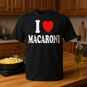T-shirt économique pour les amateurs de pâtes italiennes « I Heart Macaroni » - Product Image 3