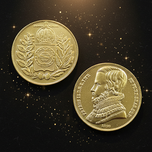 Pièces commémoratives de style antique du Brésil 1850, 10000 réis - Pedro II, cadeaux, décoration de la maison - Product Image 3