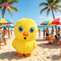 Costume de mascotte gonflable jaune en forme de poussin pour événements