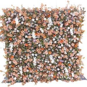 Wedding <b>Artificial</b> Flower Wall Panel 3d Flower Wall Backdrop 8ft X 8ft Roll up Silk Rose Flower Wall - Product Image 5