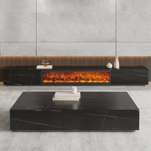 シンプルでモダンなホームリビングルーム寝室の家具木製ベーキングペイント収納壁テレビキャビネットテレビスタンドコーヒーテーブル - Product Image 3