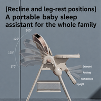 Chaise haute réglable pour bébé, pliable, inclinable, siège d'alimentation pour tout-petit, double plateau, sac de rangement, repas