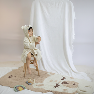 Toalla de baño de lana de franela suave con capa con capucha para niños con diseño de animales de dibujos animados Material de algodón para bebés y niños - Product Image 1